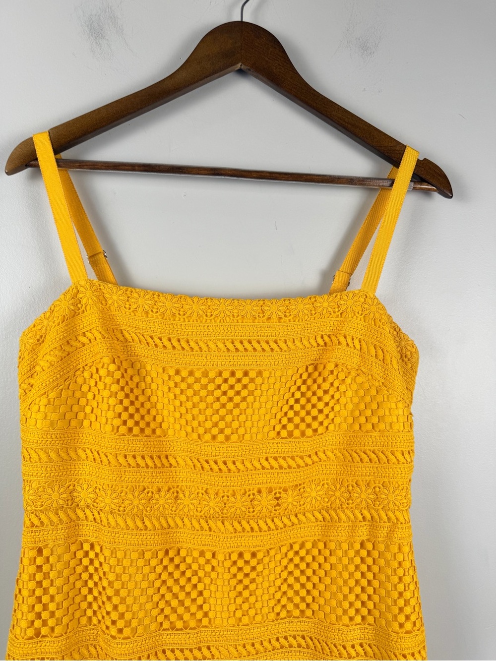 J. Crew Geometric Lace Sleeveless Midi Dress size 8 Canary Yellow - Picture 4 of 8
